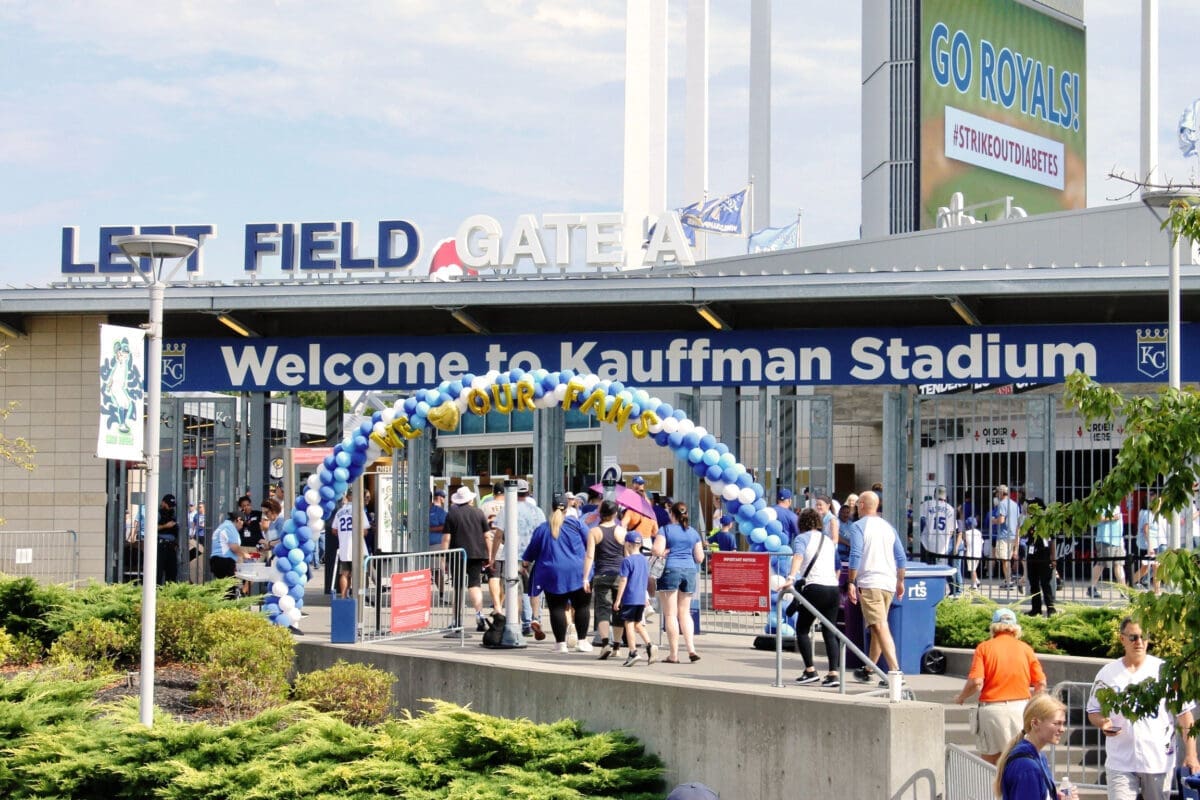 Kansas City Royals Gate Entrance with Balloon Arch Signage